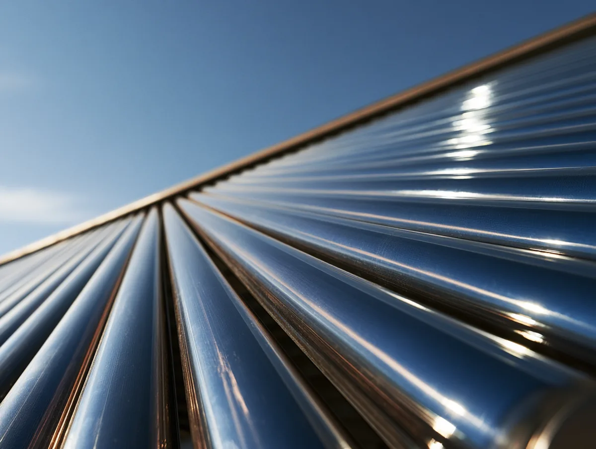 Evacuated-tube solar collector close-up