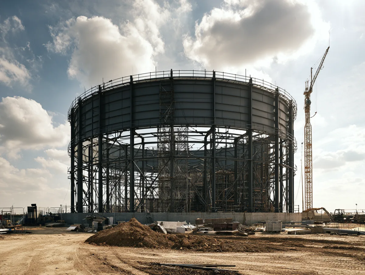 Tank stand under construction